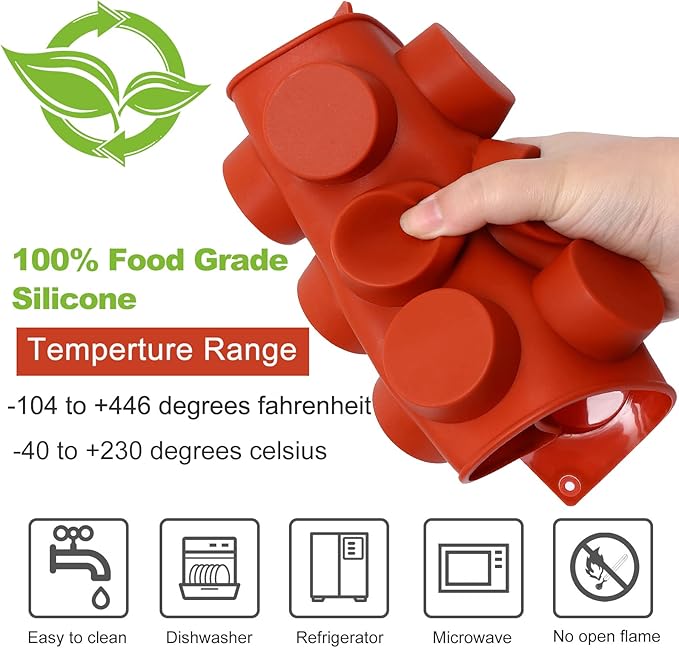 2PACK Silicone Cylinder Molds,15-Cavity Round Candy Chocolate Mold, Handmade Soap Silicone Mould, for Mini Muffin, cake,Jelly, Dessert, Ice Cube
