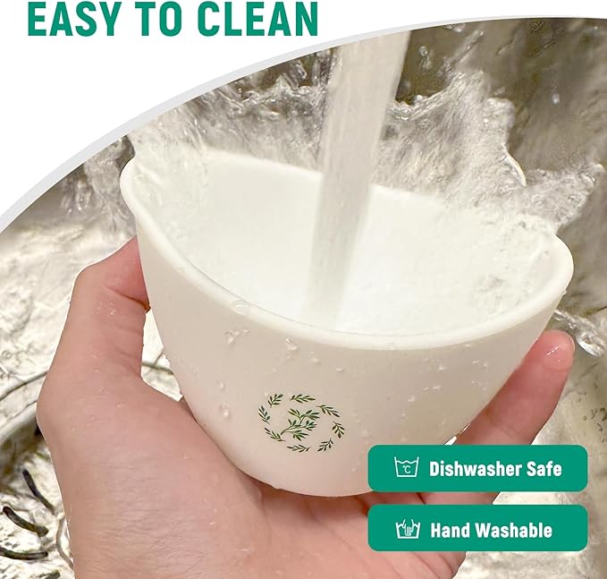 Herb Stripper Bowl with Foldable Spoon: Food-Grade Silicone Herb Stripper Tool with 304 Stainless Steel Spoon, Dishwasher Safe - Suitable for Parsley, Basil, Rosemary, Thyme & Mint
