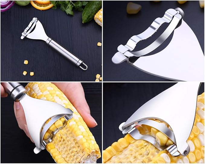 Corn Peeler, Corn stripper for corn on the cob remover tool,Stainless steel multifunctional Kitchen Grips Corn planer Cob Cutter kernels, with Hand Protect
