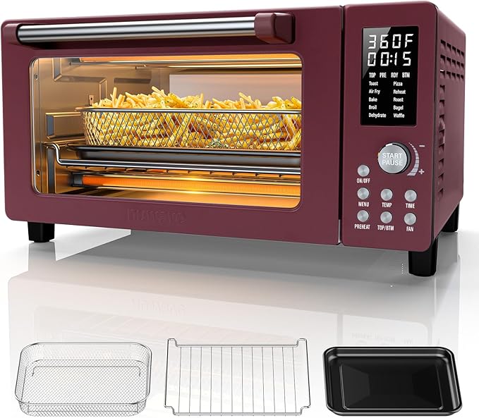 Nuwave Bravo Pro Convection Air Fryer Toaster Oven Combo, 2025 New and Improved, 10-in-1, 50°-450°F Temp Controls, Quick & Even Crisp Technology, 21Qt Capacity, Cinnamon, PFAS Free