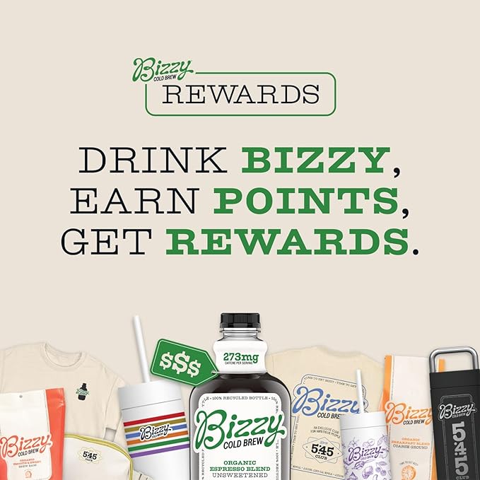 Bizzy Organic Cold Brew Coffee | Dark & Bold Blend | Coarse Ground Coffee | Dark Roast | Micro Sifted | Specialty Grade | 100% Arabica | Brew Bags | 4 Count | Makes 14 Cups