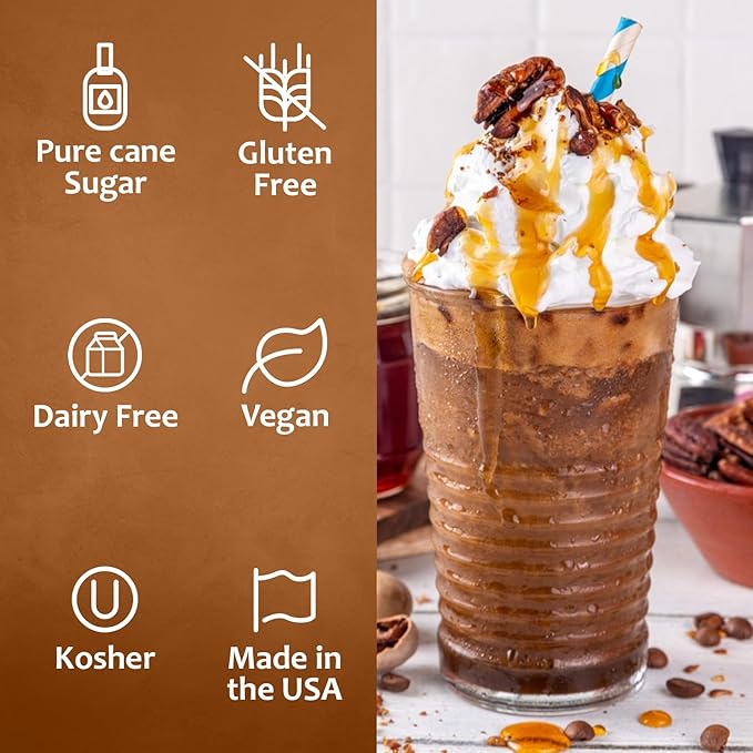 Syruvia Glazed Donut & Butter Pecan Coffee Syrup - 25.4 fl oz Premium Coffee Flavoring Syrup. No Coloring, Kosher, and Gluten-Free. Perfect for Drinks, Sodas, Shakes, Desserts, & More.