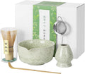 Matcha Whisk Sets, 5 Pcs Handmade Ceremony Matcha Kit, Ceramic Matcha Bowl with Spout, Whisk Set for Making Matcha, Gift for Lover, Family, Friends, Tea Enthusiasts