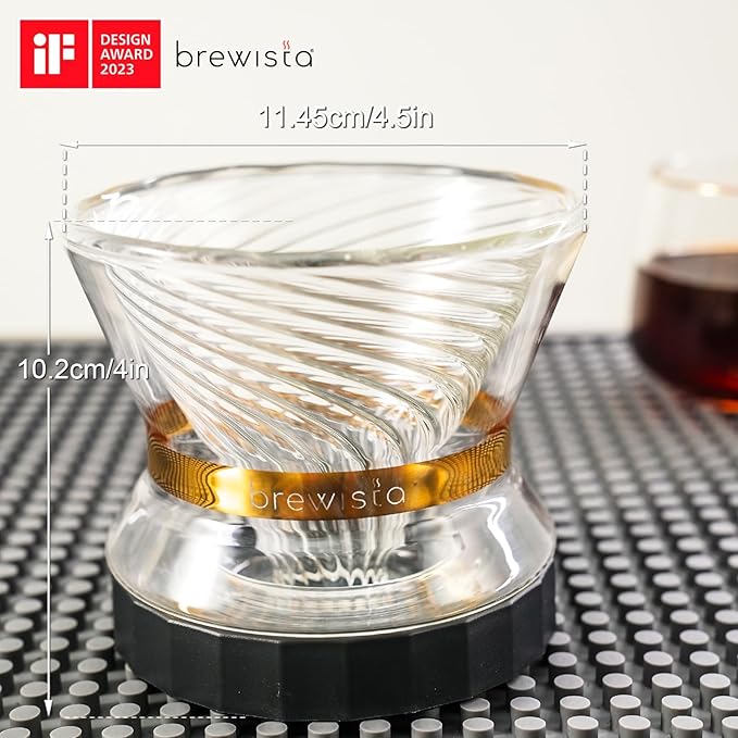 Brewista Tornado Duo Pour Over Coffee Dripper, Insulated Double Wall Glass, Easy-To-Clean Drip Coffee Maker for Home & Office(2-4 Cups)