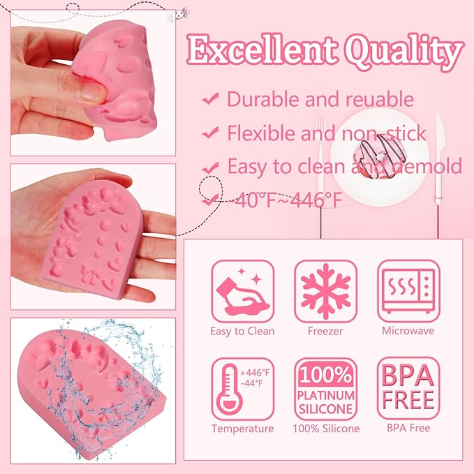 2 Pcs Hemisphere Pearl Bubble Fondant Molds, Bow 3D Chocolate Ball Silicone Mold, Home Baking Lace Cake Border Candy Mold for Sugar Craft, Gum, Clay, Resin