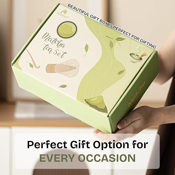 Matcha Whisk Set, 7 PCS Matcha Kit with Matcha Bowl with Spout, Bamboo Matcha Whisk and Scoop, Matcha Accessories & Sifter – Complete Matcha Set for Tea Lovers, Matcha Gift Set (Green)