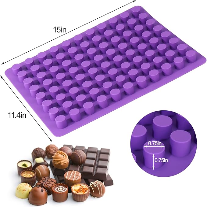 88-Cavity Cylinder Gummy Candy Silicone Molds,Chocolate Truffles Mold for Fat Bombs Keto Snacks Pralines Jelly Caramel Mold