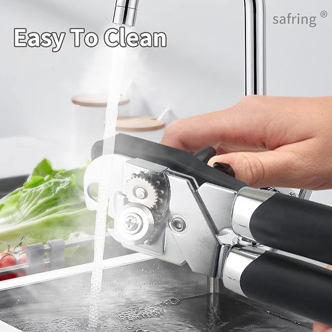 Can Opener Manual, Handheld Strong Heavy Duty Stainless Steel Can Opener, Comfortable Handle, Sharp Blade Smooth Edge, Can Openers with Multifunctional Bottle Opener