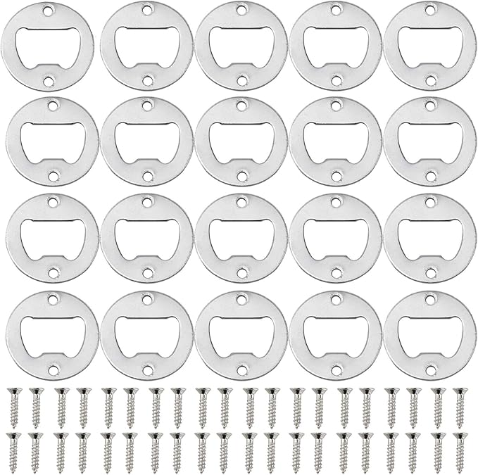 Homend 100Pack Wall Mount Bottle Openers, Mounting Hardware Included, Vintage Rustic Bar(Wood Block is not Included) (Silver)