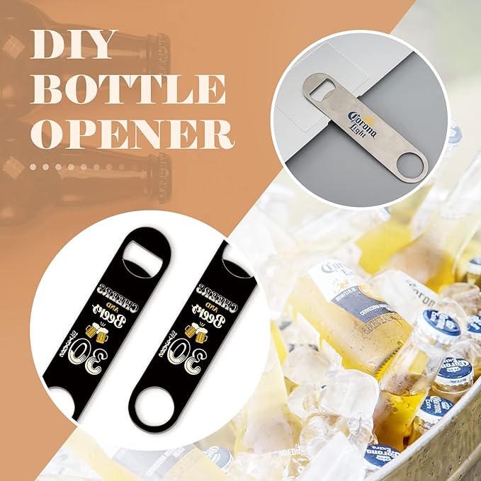24 Pack Flat Beer Bottle Opener 5 inch Heavy Duty Stainless Steel Flat Bottle Opener Metal Beer Bottle Openers Silver Beer Openers for Bartender Kitchen Bar or Restaurant (Silver, 5 inch)