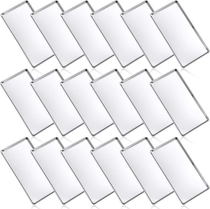 18 Pcs Baking Sheet Pan Set 13.8 × 9.8 × 0.6 Inches Cookie Sheet Large Toaster Oven Pans Stainless Steel Tray Barbecue Grill Pan Rectangle Trays Oven, Non-Stick, Easy Clean