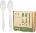 Compostable Spoon,100 Biodegradable Silverware for Party,Large Disposable Utensil Eco Friendly Durable and Heat Resistant,Alternative to Plastic Spoon