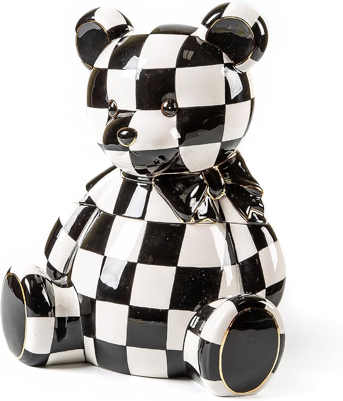 MACKENZIE-CHILDS Courtly Bear Cookie Jar, Cute Cookie Jar for Kitchen or Dining Room