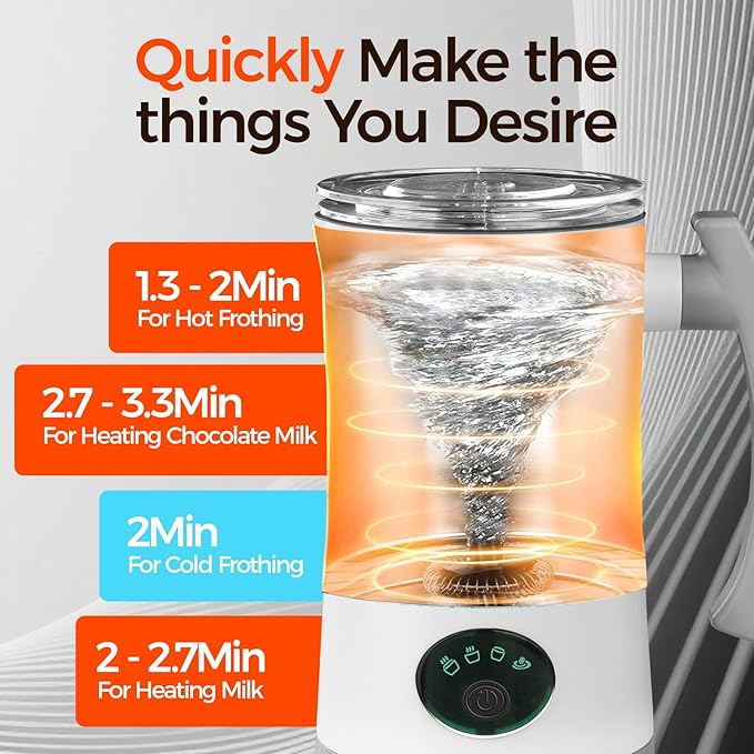 Milk Frother, 4-in-1 Electric Milk Steamer, 11.8oz/350ml Large Capacity for Auto Warm/Cold Foam, Heating Milk for Coffee, Latte, Macchiato, Cappuccino, Hot Chocolate (White)