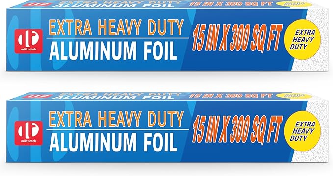 Superior Extra Heavy Duty Aluminum Foil 600 Sq Ft with about 30% More Thicker than Regular Heavy Duty Foil, 15" x 300 Sq Ft(Pack of 2)