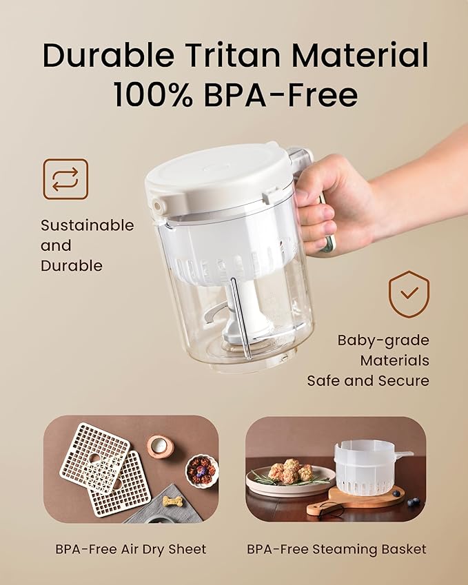 Pet Fresh Food Processor Gift Set with 100+ DIY Recipes – Quick 10 Types of Homemade Fresh Foods for 5 Pet Types, 7-in-1 Cooking Machine with Easy One-Touch Panel, Dog Jerky, Cat Churu Treats
