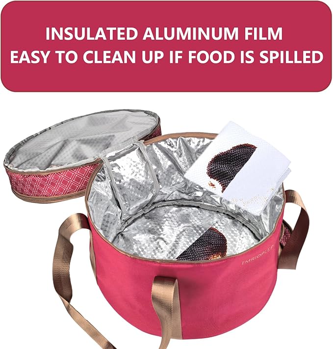12 Inch Cake carrier Container with Lid and Handles Includes Insulated Bag for Safe Transportation of Buttercream Doesn't Melt Easy for Cakes, Pies and Cupcakes (Red)