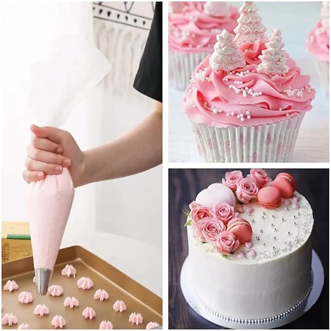 24 Inch Extra Large Piping Bags Disposable, Thickened 100Pcs Disposable Clear Plastic Icing Piping Bags, Food Grade Cake Decorating Bags for Dessert, Pastry, Cookies, Cupcake Decorating