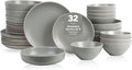 Stone Lain Lauren Stoneware, Rustic Plates and Bowls Set, Dinnerware, Service for 8, Speckled Green, Dishwasher & Microwave Safe, 32-Piece