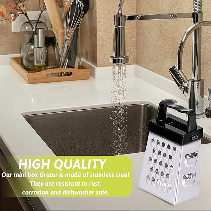 6 Pcs Mini Cheese Grater Professional Small Box Grater Stainless Steel Handheld Slicer with 4 Sides Food Shredder Safe Zester for Kitchen Cheese Garlic Ginger Vegetable Potatoes