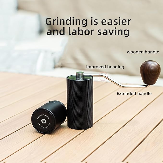 Effortless Burr Mill SearchPean Manual Coffee Grinder, 30g Capacity with CNC Stainless Steel Adjustable Setting For Pour Over Espresso Camping Travel