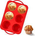 Jumbo Muffin Pan with Metal Frame, 6 Cup Large Cupcake Mold with Handles, Silicone Egg Bite Baking Tray, BPA Free & Non-Stick
