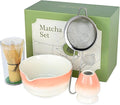 Pink Matcha Whisk Making Set - Japanese Tea Kit with Whisk Bowl and Bamboo Scoop Ceramic Chawan with Spout for Traditional Tea Ceremony Complete Matcha Making Tools Gift for Tea Lovers (Pink, 7 PCS)