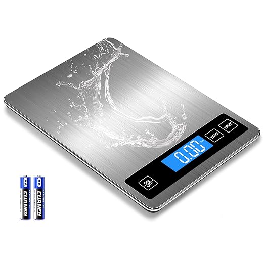 Food Scale, Digital Kitchen Scale 22lb/10kg Steel and Tempered Glass with 1g/0.1oz Precision, Tare & 10 Units, LCD Display for Baking, Cooking, Meal Prep, Coffee, Postage Silver