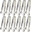12PCS Ice Tongs Mini Sugar Tongs 4.25Inch Stainless Steel Small Serving Tong, Small Kitchen Tong for Appetizers,Tea Party, Coffee Bar, Desserts (Silver-12pcs)