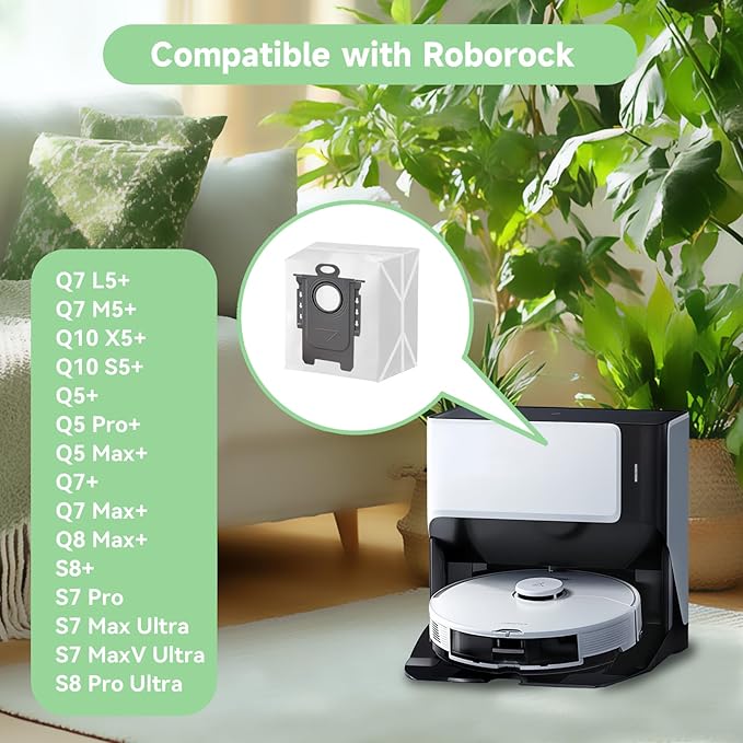 14 Pack Q5 bag replacement for Roborock Q7 M5+, Q5 Max+, Q10 s5+, Q10 X5+, Q8 MAX+, Q7 MAX+, S7 Max Ultra, S8+ Robot Vacuum, Large Capacity Bags
