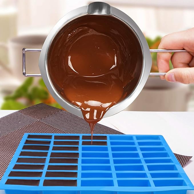 Mity rain 40 Cavities Rectangle Silicone Mold - Caramel Candy Trays Molds for Chocolate Truffles, Ganache, Jelly, Praline, Ice Cube Tray, Gummy(blue)