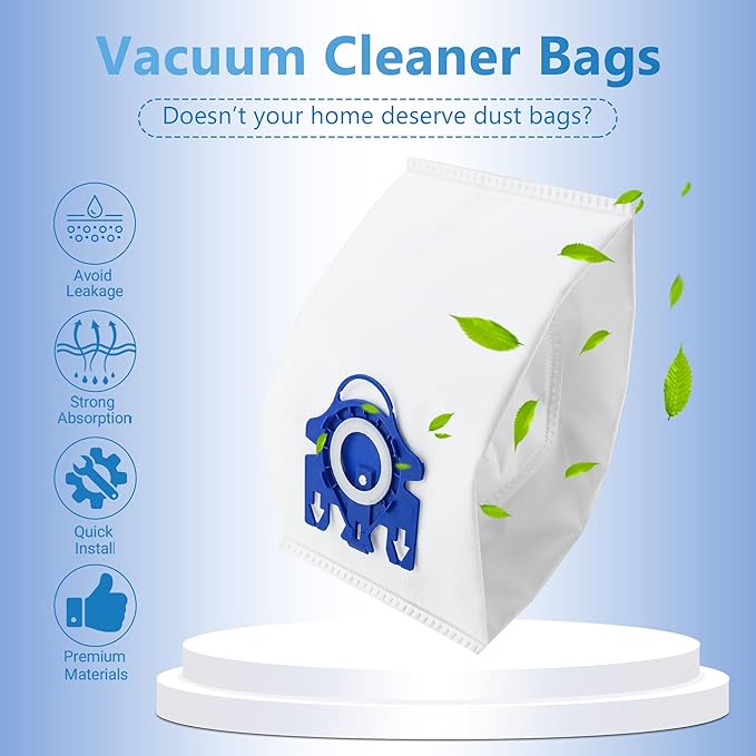Improvedhand 20 Packs 3D Airclean Bags Replacement for Miele GN Vacuum Classic C1 Complete C1 Complete C2 S227 S240 S270 S400 S2 S5 S8 Series with 5 Motor Protection Filters, 5 AirClean Filters