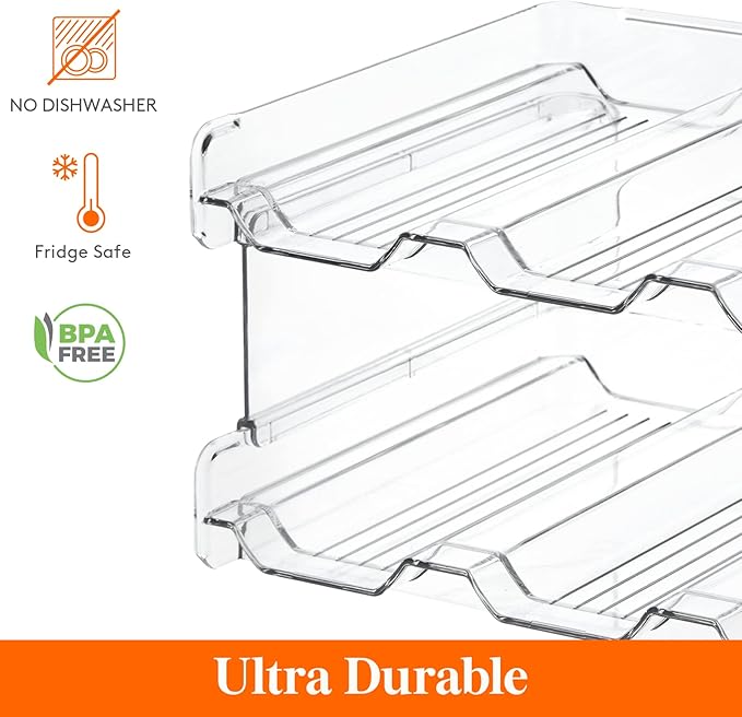 Lifewit Stackable Water Bottle Organizer for Cabinet, Plastic Bottle Holder Fits Bottles & Tumblers up to 3.8" Diameter, Pantry, Countertop & Fridge, 3 Tier Holds 12 Bottles