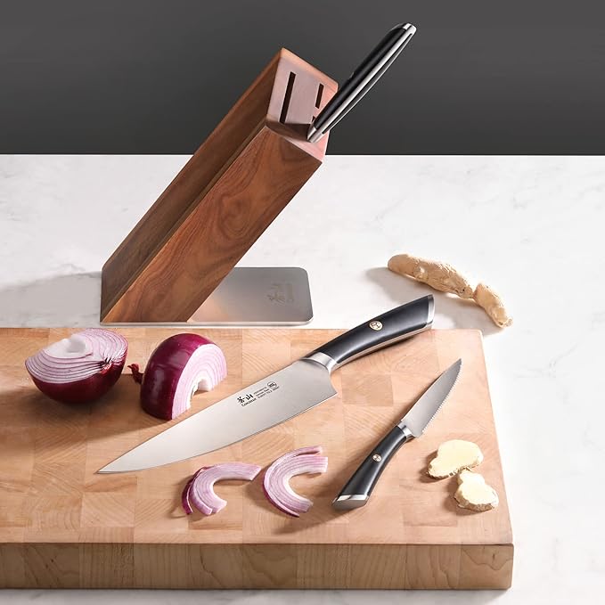 Cangshan ELBERT Series German Steel Forged 4-Piece HUA Knife Block Set, Acacia (Black)