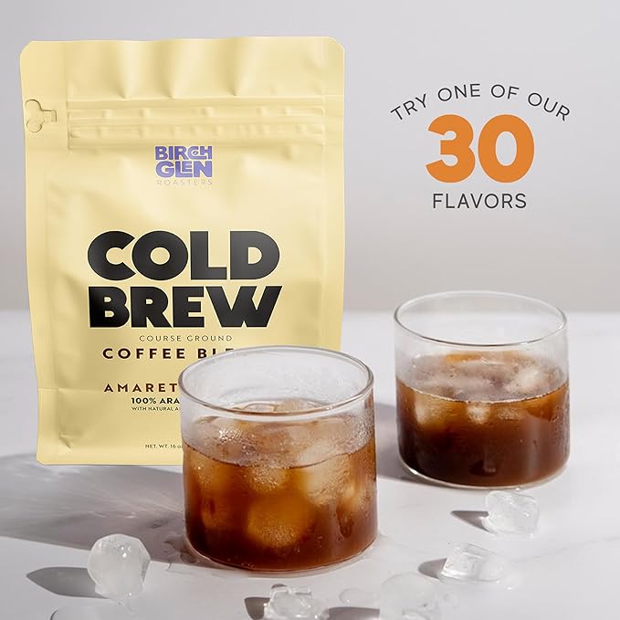 Birch Glen Roasters Cold Brew Coffee | Flavored Coarse Ground Coffee | Medium Roast | Artisanal Roasting | 100% Arabica |1 LB Bag | German Chocolate Cake