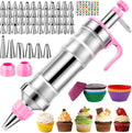 Cake Decorating Tools Supplies Kit: 164pcs Baking Accessories - Piping Bags and Icing Tips Set - Puffs Cupcake Frosting Piping Bakery Set for Adults Beginners or Professional, Pink