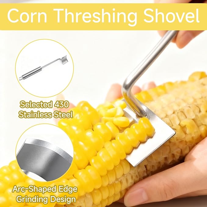 3 Pcs Corn Tool Set – Upgraded Corn Peeler for Corn on the Cob,Corn Holder, Corn Cob Stripper Tool,Multi-Use Corn Cob Stripper Tool for Home Kitchen, Outdoor Barbecues & Camping