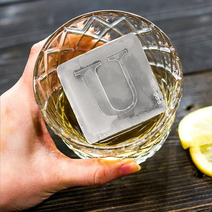Letter U Monogram Ice Cube Mold Custom Ice Cube Mold 2 Inch Big Initials Silicone Ice Cube Tray Gifts for DAD Gifts for Him