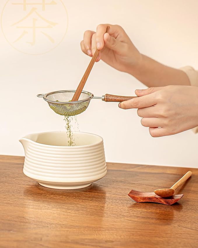 Artisan Matcha Whisk Set - 8 Pcs Premium Matcha Set with Bowl (Chawan), Bamboo Whisk & Tools | Matcha Kit for Making Breakfast/Latte | Gift for Matcha Lovers (White)