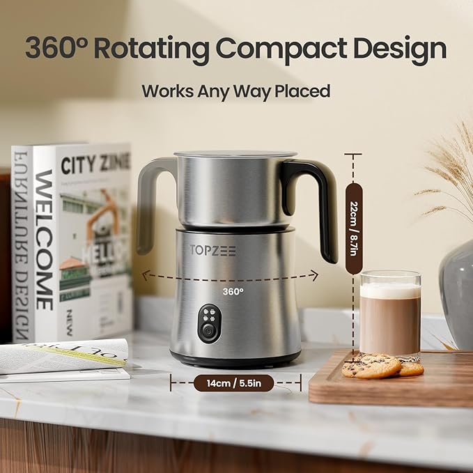 Electric Milk Frother and Steamer 4-in-1, 16.9oz/500ml Large Capacity, Frother for Coffee with Warm/Cold Foam, Warm Milk & Hot Chocolate for Latte, Cappuccino