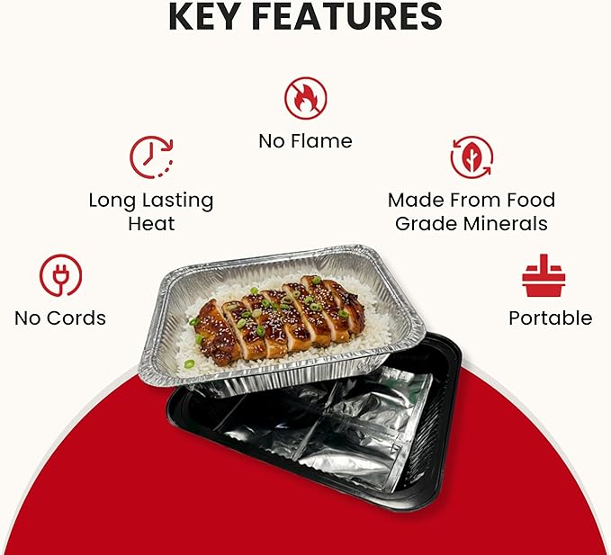 Flame-Free Catering Heat Pads & Buffet Kits – Sustainable Natural Mineral Food Warming Solution for Full & Half Pans (Party Kit/Pack of 8)