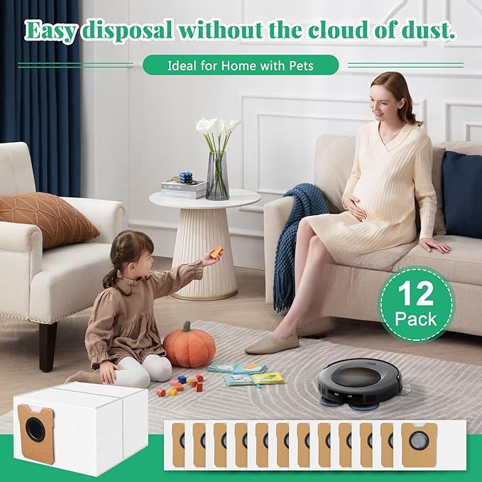 12 Pack Dust Bags Compatible with Eufy Omni C20, C10 Robot Vacuum, 4-Layer Replacement Disposable Bags