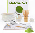 Matcha Whisk Set,Ceramic Matcha Set,Bowl With Spout, Powder Starter Sifter, Ceramic Whisk Holder, 8 pcs Matcha Tea Kit for Matcha Lovers