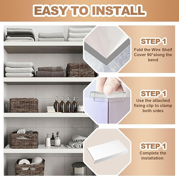 5 Pcs Wire Rack Covers Carbon Fiber Material 32x12x3 inch Pantry Shelf Cover 0.31 inch Thick Removable Closet Wire Rack Shelf Covers,Decoration Kitchen Bathroom Office Shelving (White, 32x12x3 inch)
