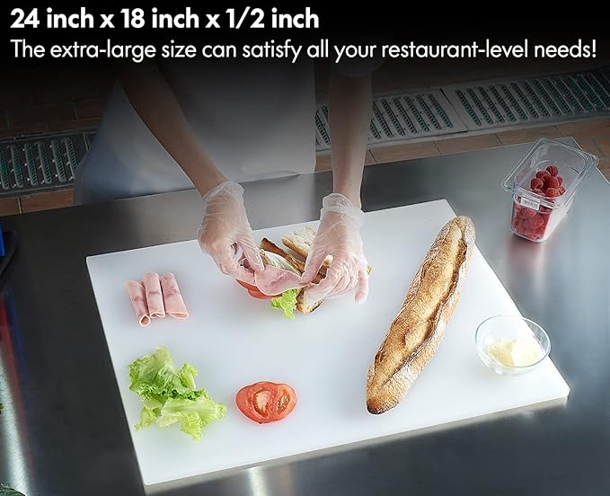 CURTA 2-Pack Blue Cutting Boards for Kitchen, 24" x 18" x 0.5" Color Coded Plastic Chopping Board with Anti Slip Surface Dishwasher Safe