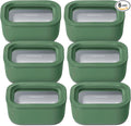 Caraway 6pc Glass Food Storage Set - 2.6 Cup Storage Containers For Food (6) - Non-Toxic Ceramic-Coated Glass - Air Release Technology - Compact & Stackable Design - Sage