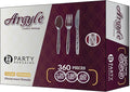 Party Bargains Clear Plastic Cutlery 360 pcs: 180 Forks, 120 Spoons, 60 Knives. Argyle Design, Heavy Duty & Solid Disposable Silverware Utensils Combo Pack Set for Weddings, Buffets, Luncheons