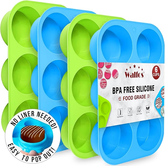 Walfos Oreo Molds Silicone, Non-Stick Round Chocolate Covered Oreos Mold for Candy, Cookies, Pudding, Soap, Jello, Set of 4 (Blue/Green)