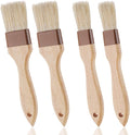 4 Pcs Natural Bristle Pastry Brush, Beech Wooden Handle Basting and BBQ Brushes for Cooking, Butter, Oil, Marinade, Grilling & Baking, Kitchen Food Brush (1 inch & 1.5 inch)
