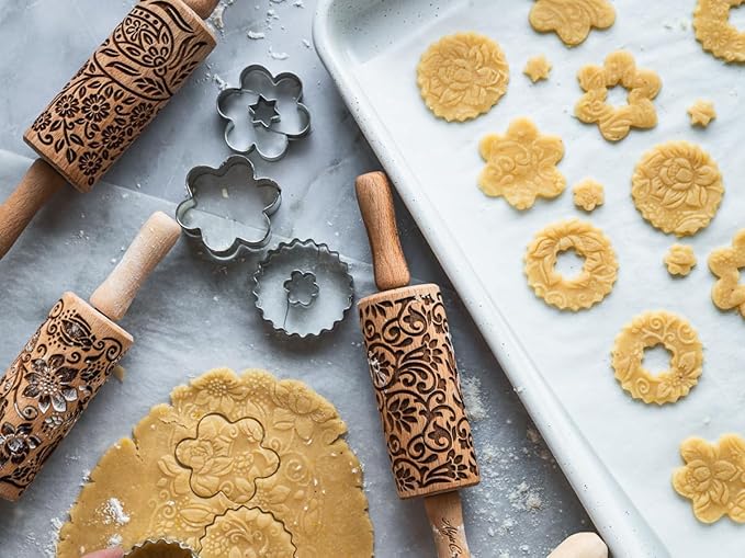 TERRIER PATTERN EMBOSSING ROLLING PIN SCOTTISH TERRIER DOG PATTERN ENGRAVED ROLLING PIN with SCOTTIE for EMBOSSED COOKIES